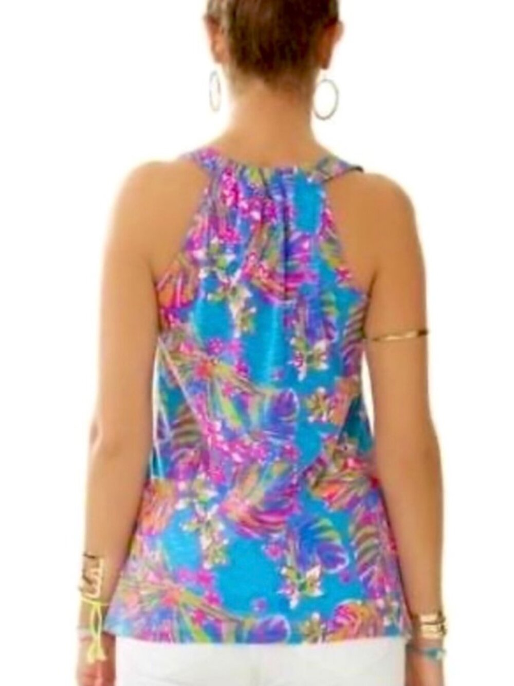 Lilly Pulitzer Minka Trapeze Tank Top Sea Blue Summer Haze Engineered Small - Picture 2 of 7